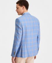 Michael Kors Mens Classic fit Wool  Linen Sport Coat Blazer 38 S Blue Tan Plaid