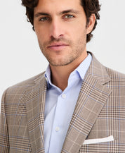 Michael Kors Mens Classic fit Wool Linen Sport Coat Blazer 46 R Brown Plaid