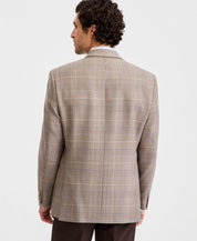 Michael Kors Mens Classic fit Wool Linen Sport Coat Blazer 46 R Brown Plaid