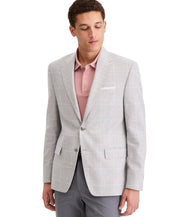 Michael Kors Mens Classic fit Linen Sport Coat Blazer 54 R Light Grey Blue Plaid