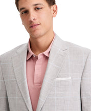 Michael Kors Mens Classic fit Linen Sport Coat Blazer 54 R Light Grey Blue Plaid