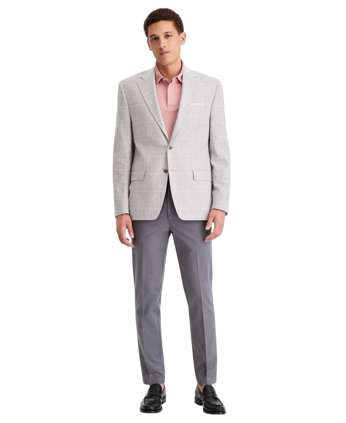 Michael Kors Mens Classic fit Linen Sport Coat Blazer 54 R Light Grey Blue Plaid