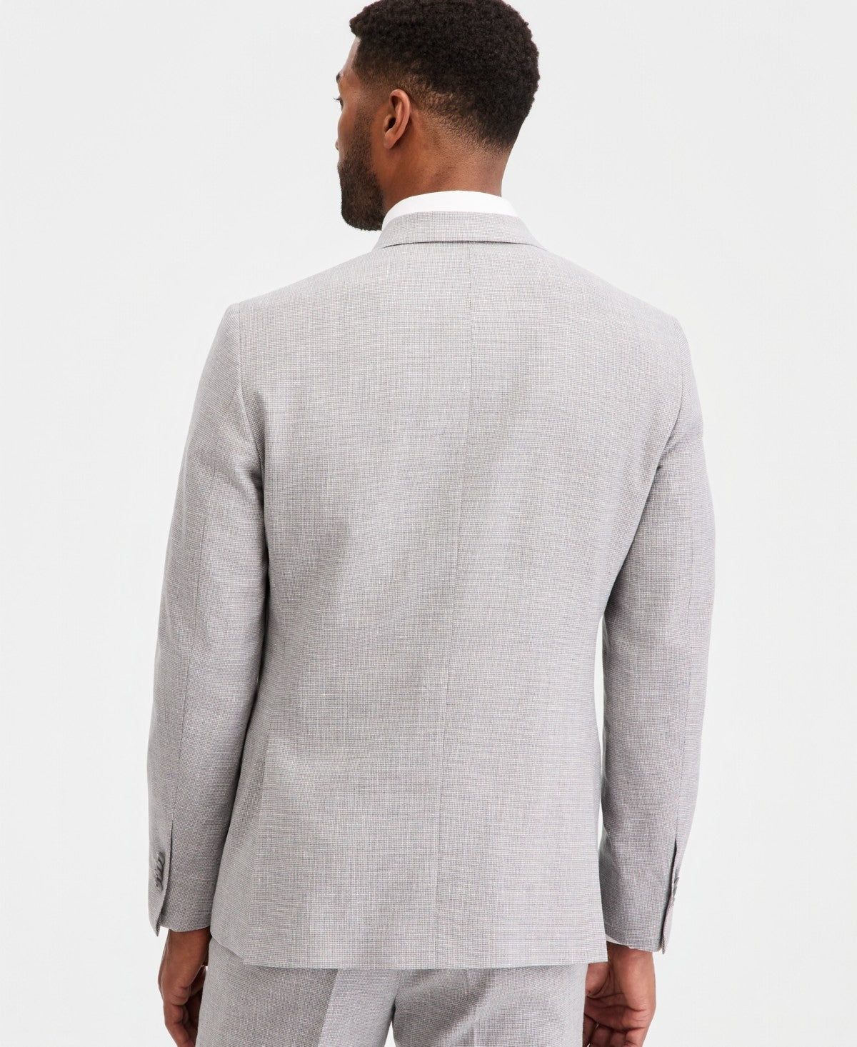 Michael Kors Mens Classic Wool Linen Suit Jacket Blazer 48 R Gray Houndstooth