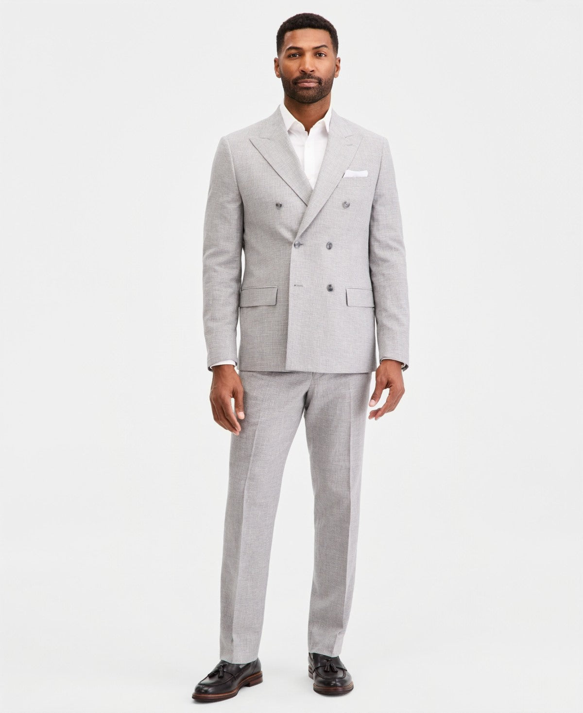 Michael Kors Mens Classic Wool Linen Suit Jacket Blazer 48 R Gray Houndstooth