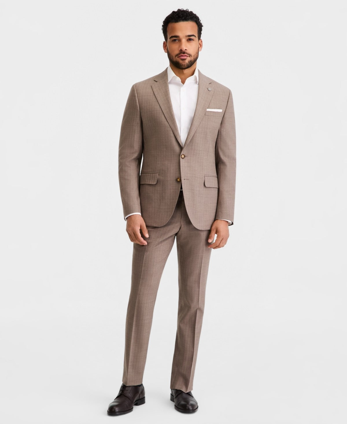 Ted Baker Mens Modern fit Wool Suit Jacket Blazer 42 S Beige Light Brown Plaid