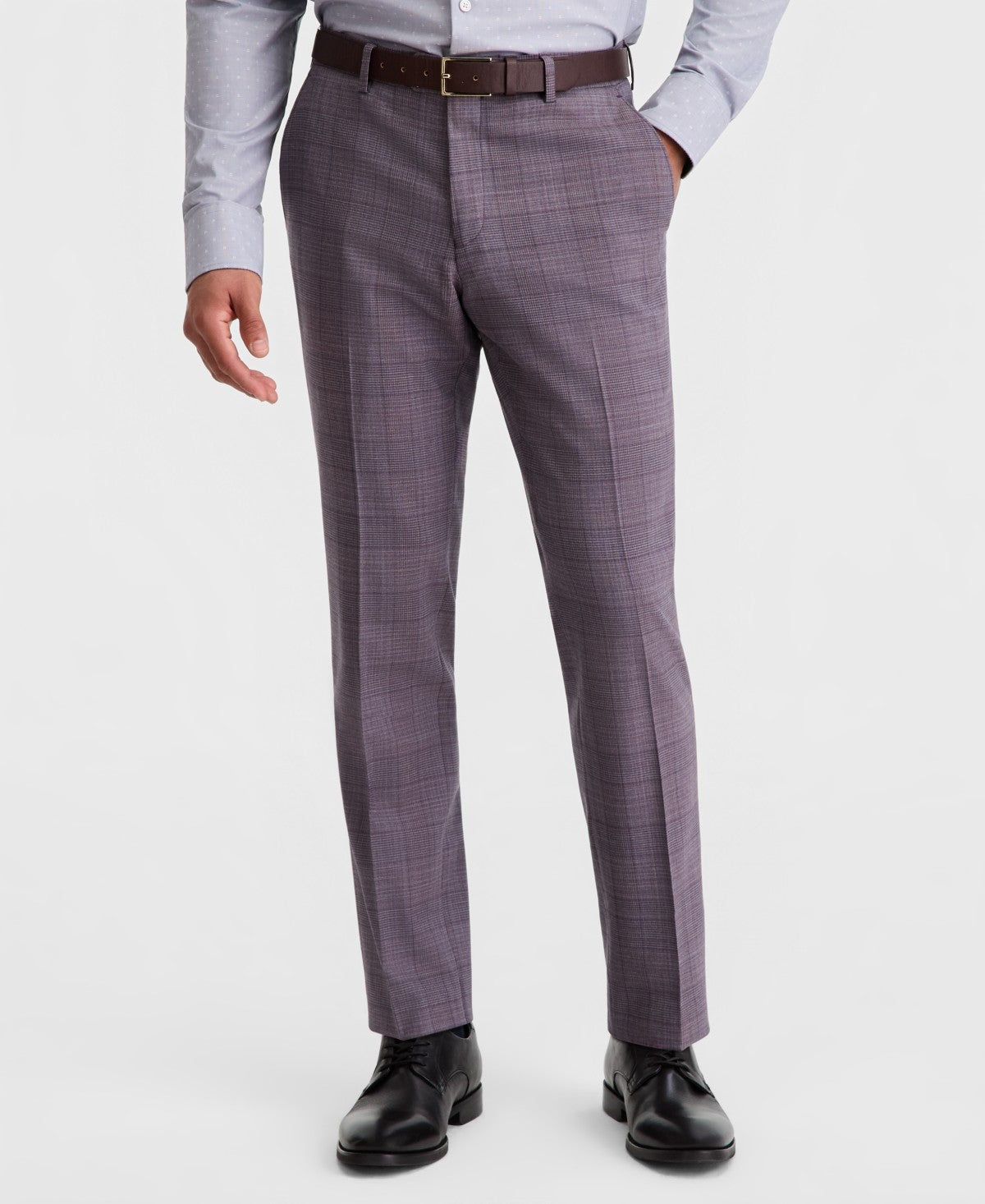 Ted Baker Mens Modern fit Wool Dress Pants 33 / 32 Purple Plaid