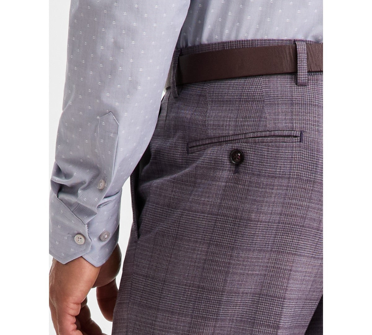 Ted Baker Mens Modern fit Wool Dress Pants 33 / 32 Purple Plaid