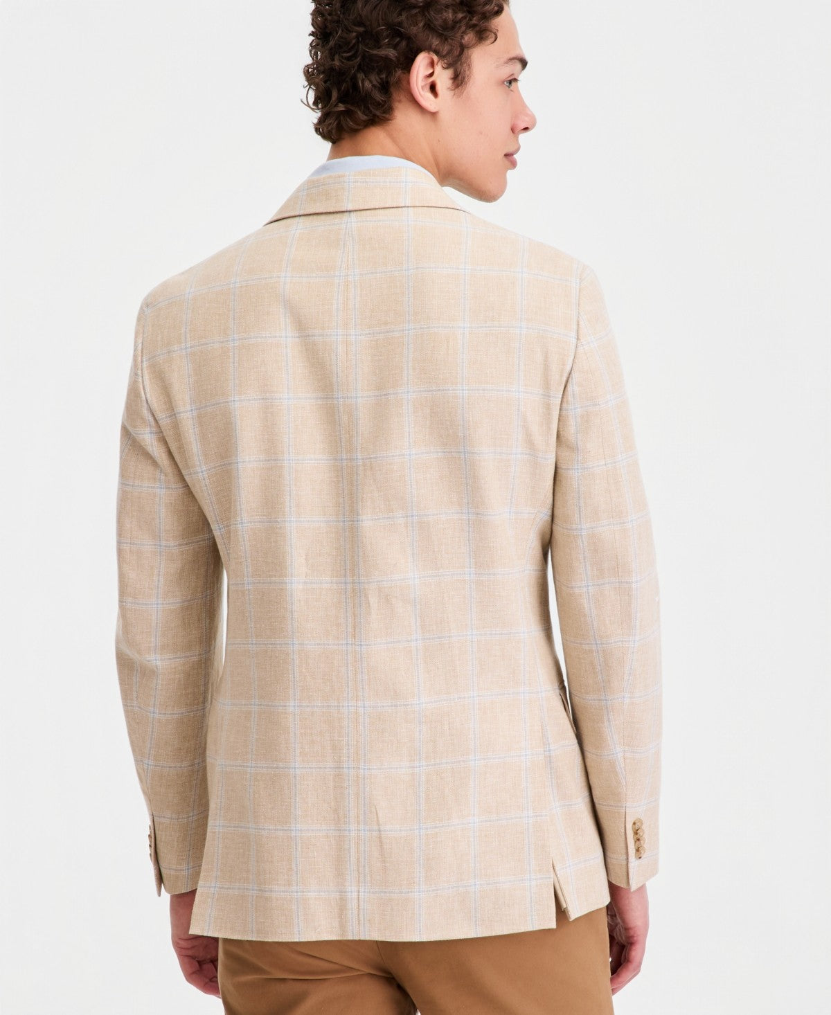 Tommy Hilfiger Mens Modern fit Sport Coat Blazer 40 S Tan Blue Plaid