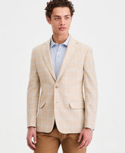 Tommy Hilfiger Mens Modern fit Linen Sport Coat Blazer 42 L Beige Plaid