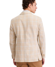 Tommy Hilfiger Mens Modern fit Linen Sport Coat Blazer 44 R Tan Blue Plaid