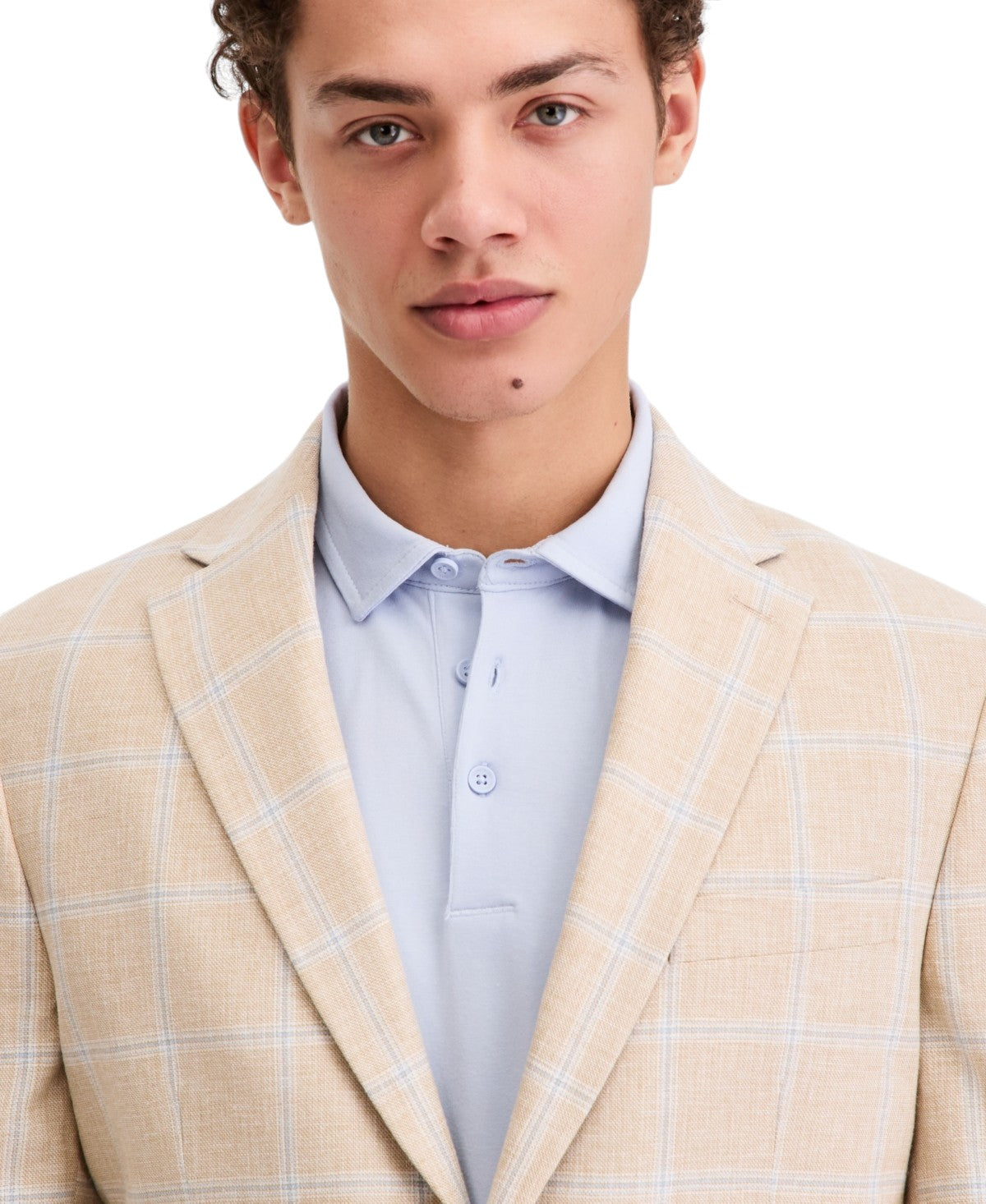 Tommy Hilfiger Mens Modern fit Linen Sport Coat Blazer 36 R Tan Blue Plaid