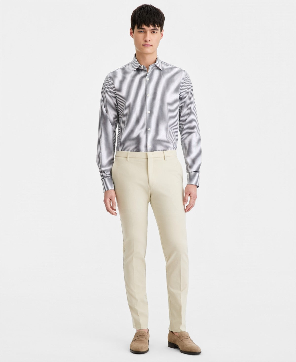 Tommy Hilfiger Mens Modern fit Dress Pants 36 / 30 Beige Solid Stretch
