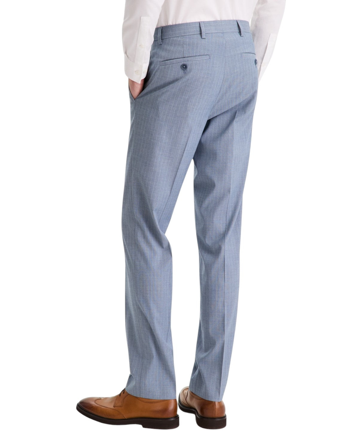 Kenneth Cole Mens Slim fit Dress Pants 32 / 30 Light Blue Striped