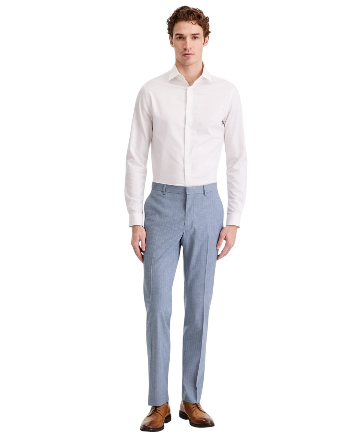 Kenneth Cole Mens Slim fit Dress Pants 34 / 29 Light Blue Striped