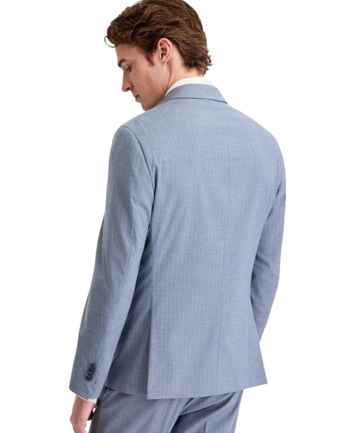 Kenneth Cole Mens Slim fit Suit Jacket Blazer 44 S Light Blue Striped