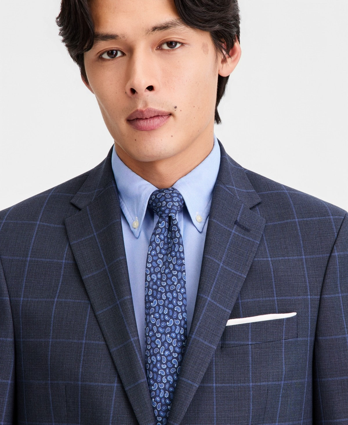 Kenneth Cole Mens Slim fit Suit Jacket Blazer 42 R Blue Windowpane