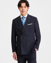 Kenneth Cole Mens Slim fit Double Breasted Suit Jacket Blazer 46 R Blue Striped