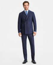 Calvin Klein Men's Slim-Fit Double Breasted Suit Jacket 46 R Plaid Dark Blue