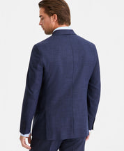 Calvin Klein Men's Slim-Fit Double Breasted Suit Jacket 46 R Plaid Dark Blue