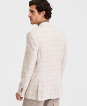 Michael Kors Mens Classic fit Linen Cotton Sport Coat Blazer 38 S Beige Plaid