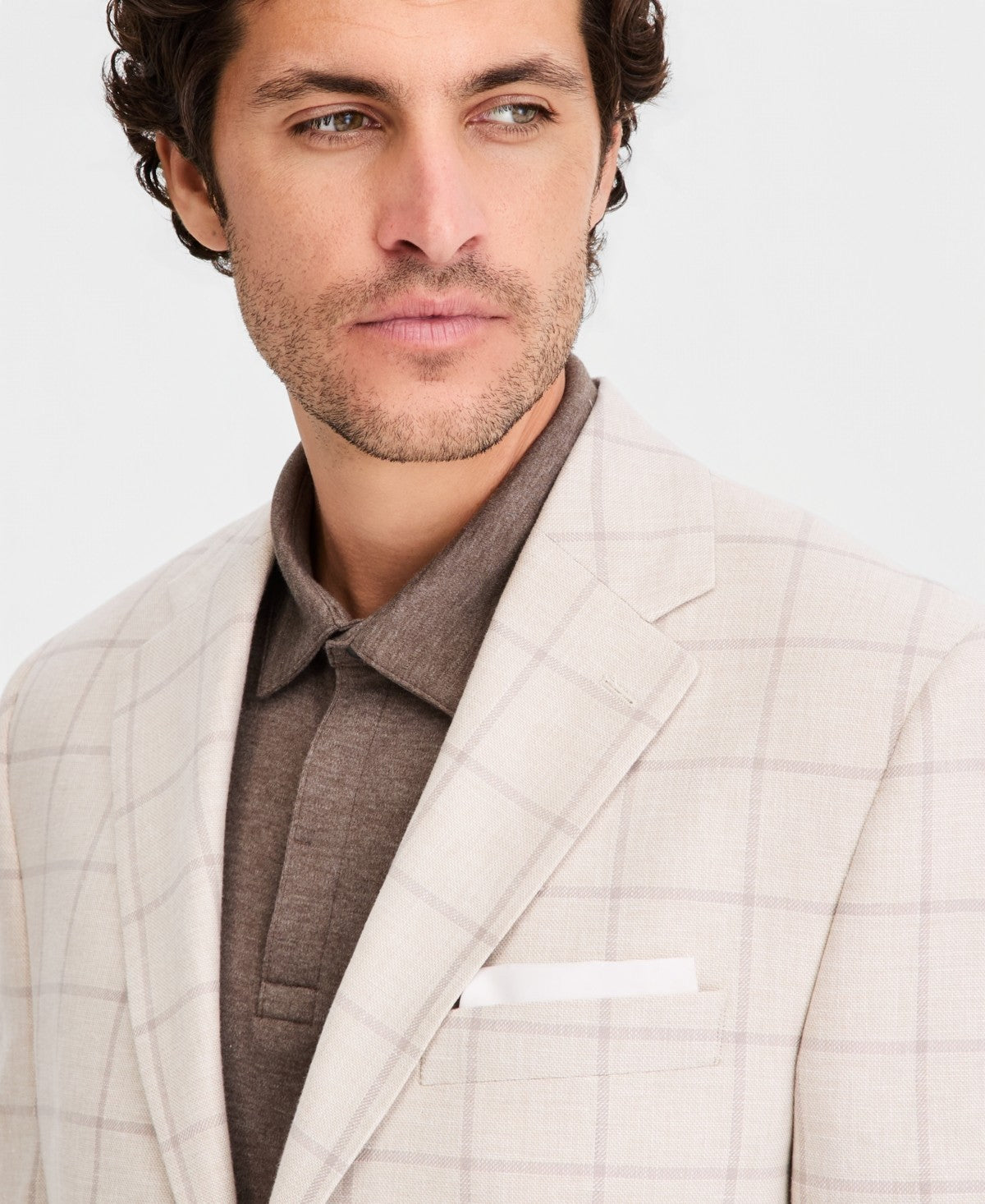 Michael Kors Mens Classic fit Linen Cotton Sport Coat Blazer 38 S Beige Plaid