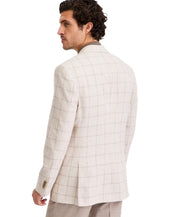 Michael Kors Mens Classic fit Linen Sport Coat Blazer 42 S Tan Windowpane