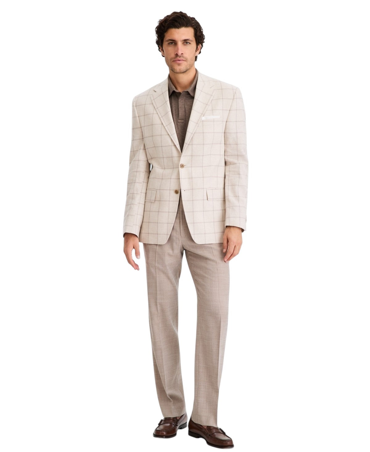 Michael Kors Mens Classic fit Linen Sport Coat Blazer 42 S Tan Windowpane