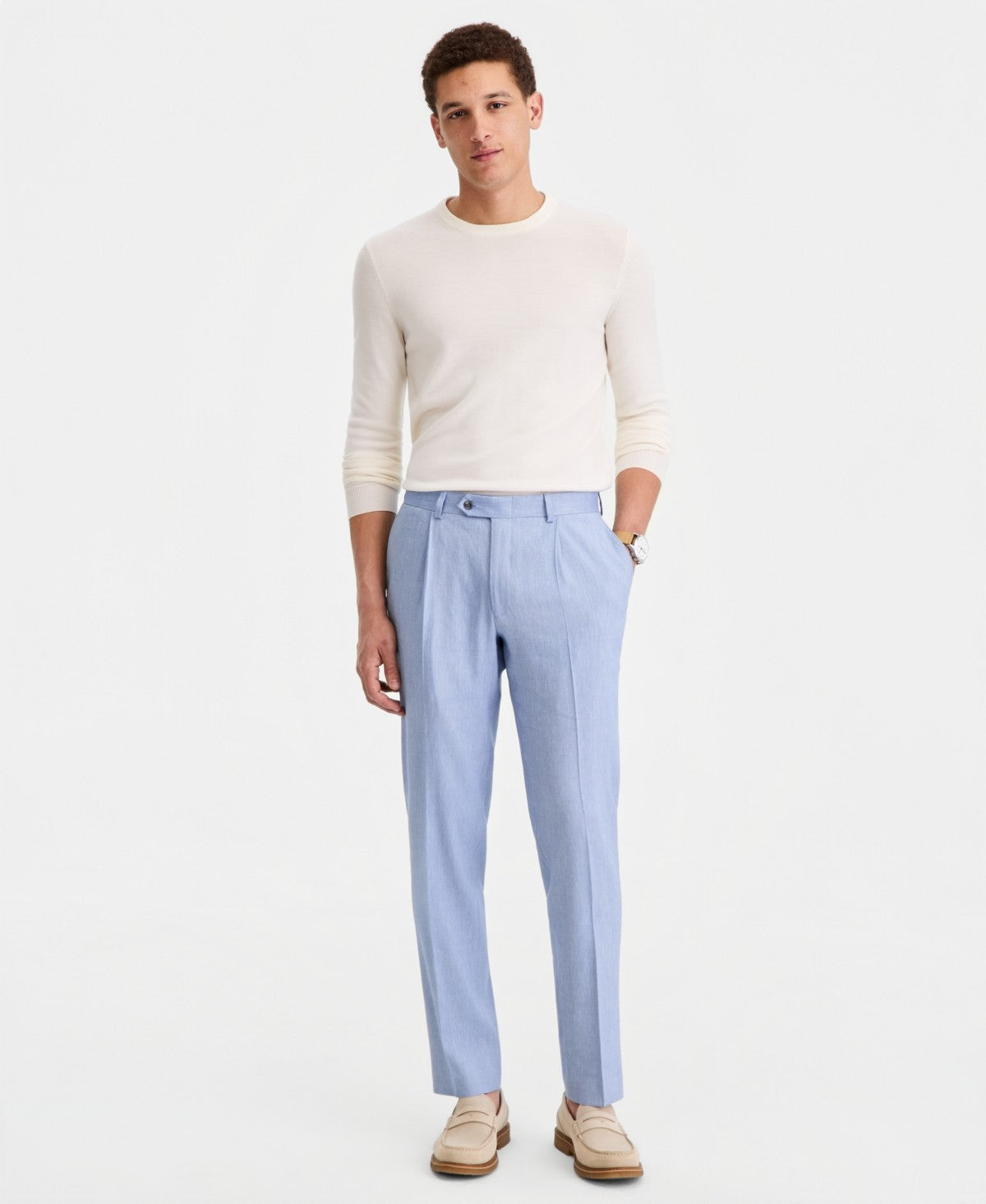 Michael Kors Mens Classic fit Linen Dress Pants 34 / 30 Blue Solid