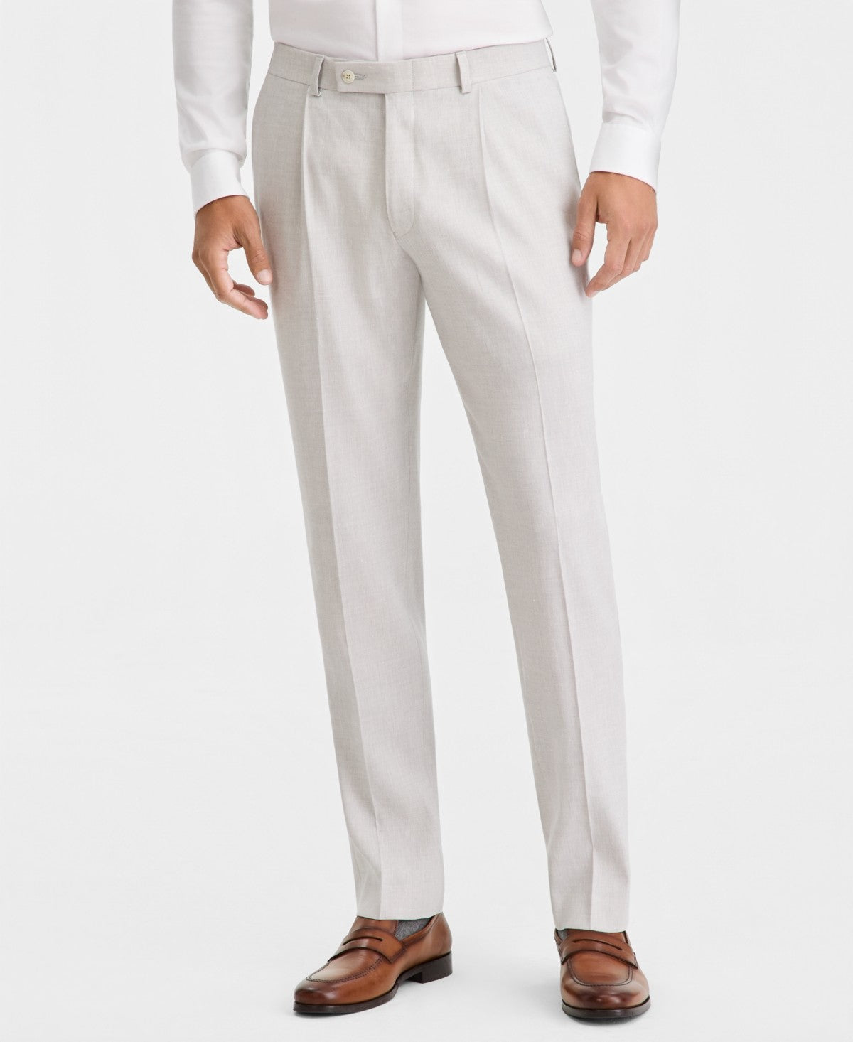 Michael Kors Mens Classic fit Linen Dress Pants 42 / 30 Heather Gray Linen Solid