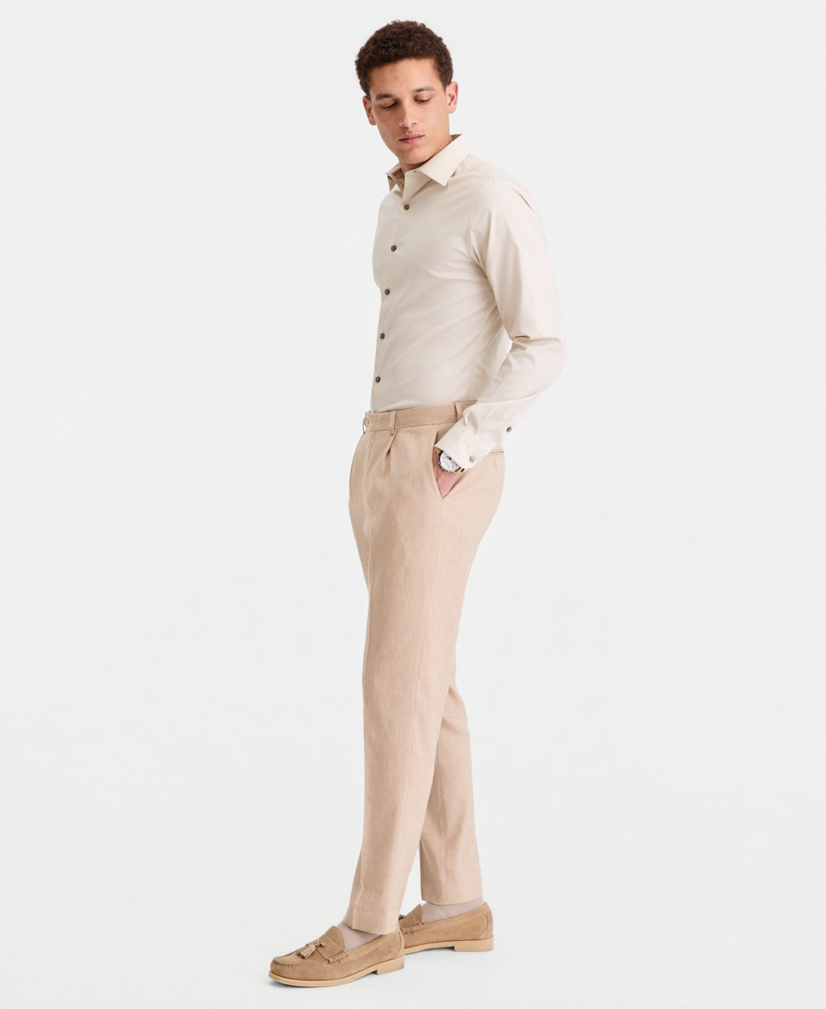 Michael Kors Mens Classic fit Linen Dress Pants 36 / 30 Beige Solid