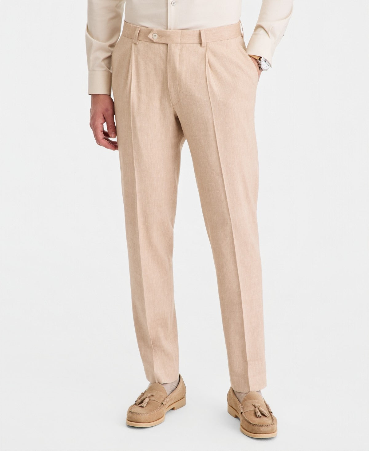 Michael Kors Mens Classic fit Linen Dress Pants 36 / 30 Beige Solid