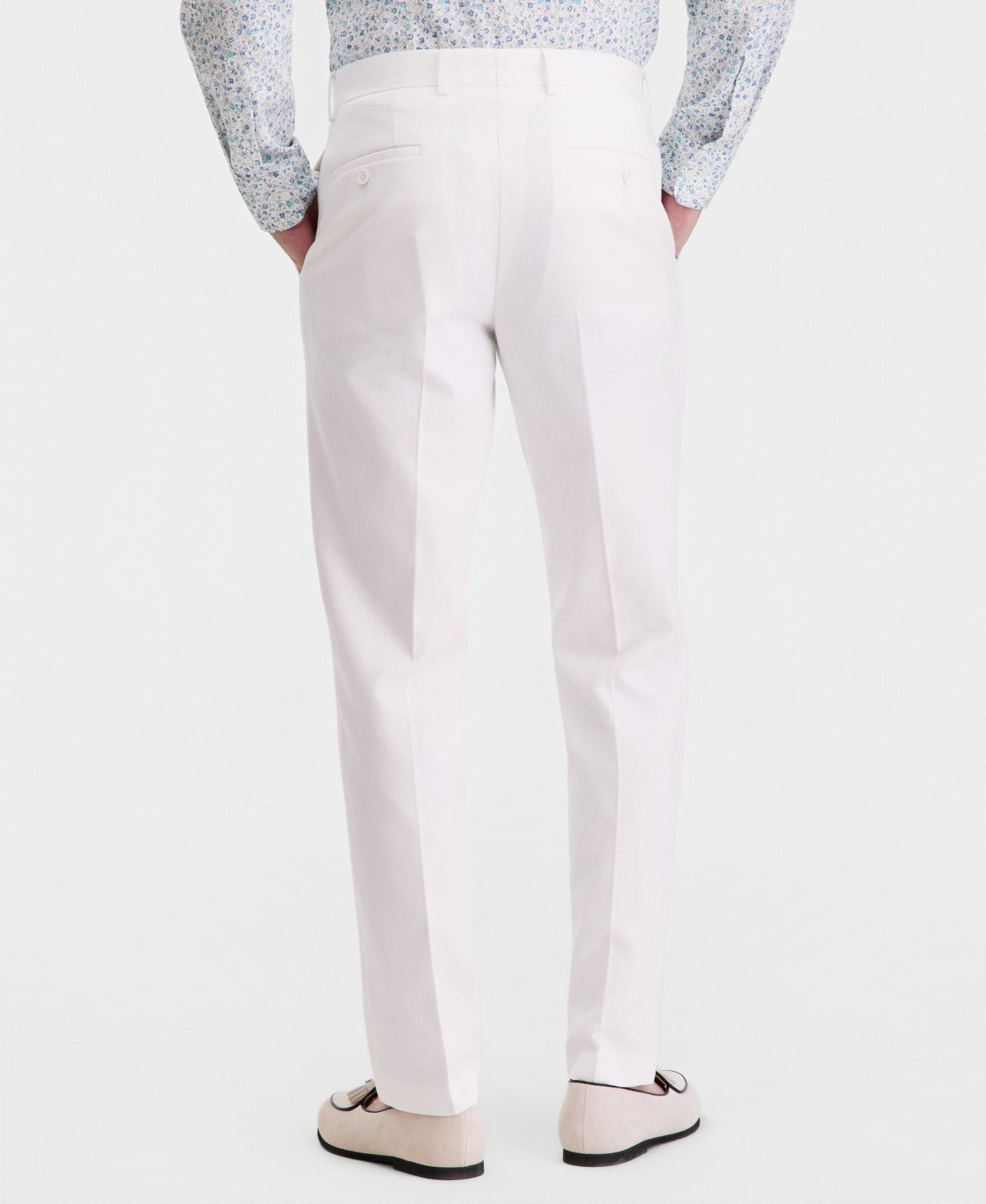 Bar III Mens Slim fit Linen Cotton Dress Pants 36 / 32 White Solid