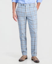 Talllia Mens Slim fit Linen Dress Pants 36 / 32 Mint Green Plaid