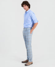 Talllia Mens Slim fit Linen Dress Pants 36 / 32 Mint Green Plaid