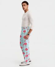 Tallia Mens Slim fit  Linen Dress Pants 32 / 30 Blue Floral