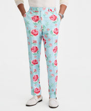 Tallia Mens Slim fit  Linen Dress Pants 32 / 30 Blue Floral