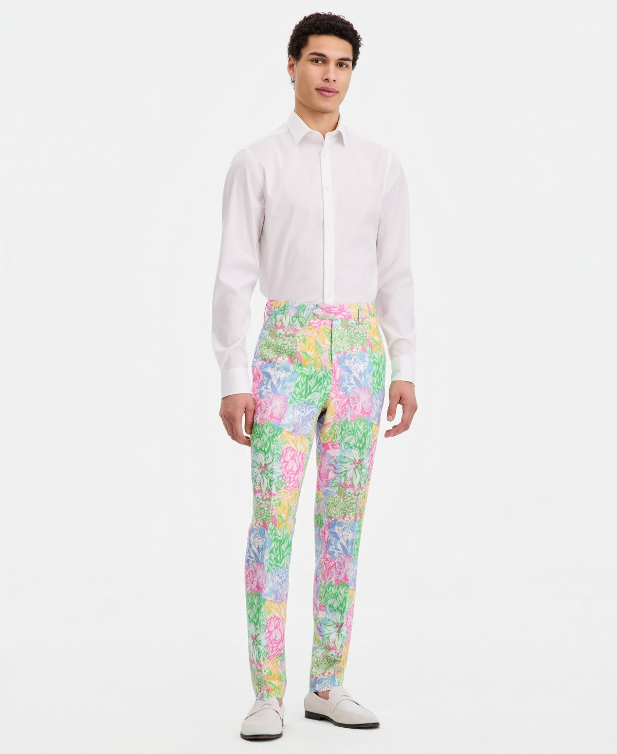 Tallia Mens Slim fit Dress Pants 30 / 30 Pink Floral
