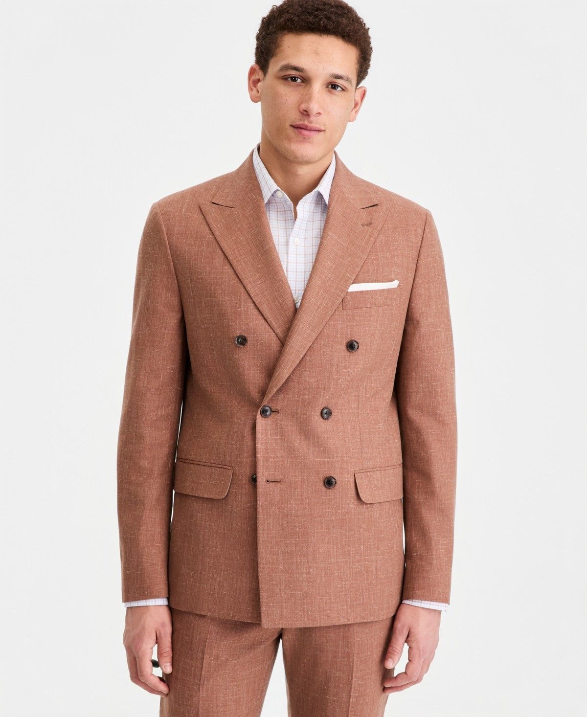 Tommy Hilfiger Mens Modern fit Wool Linen Suit Jacket Blazer 38 S Rust Solid