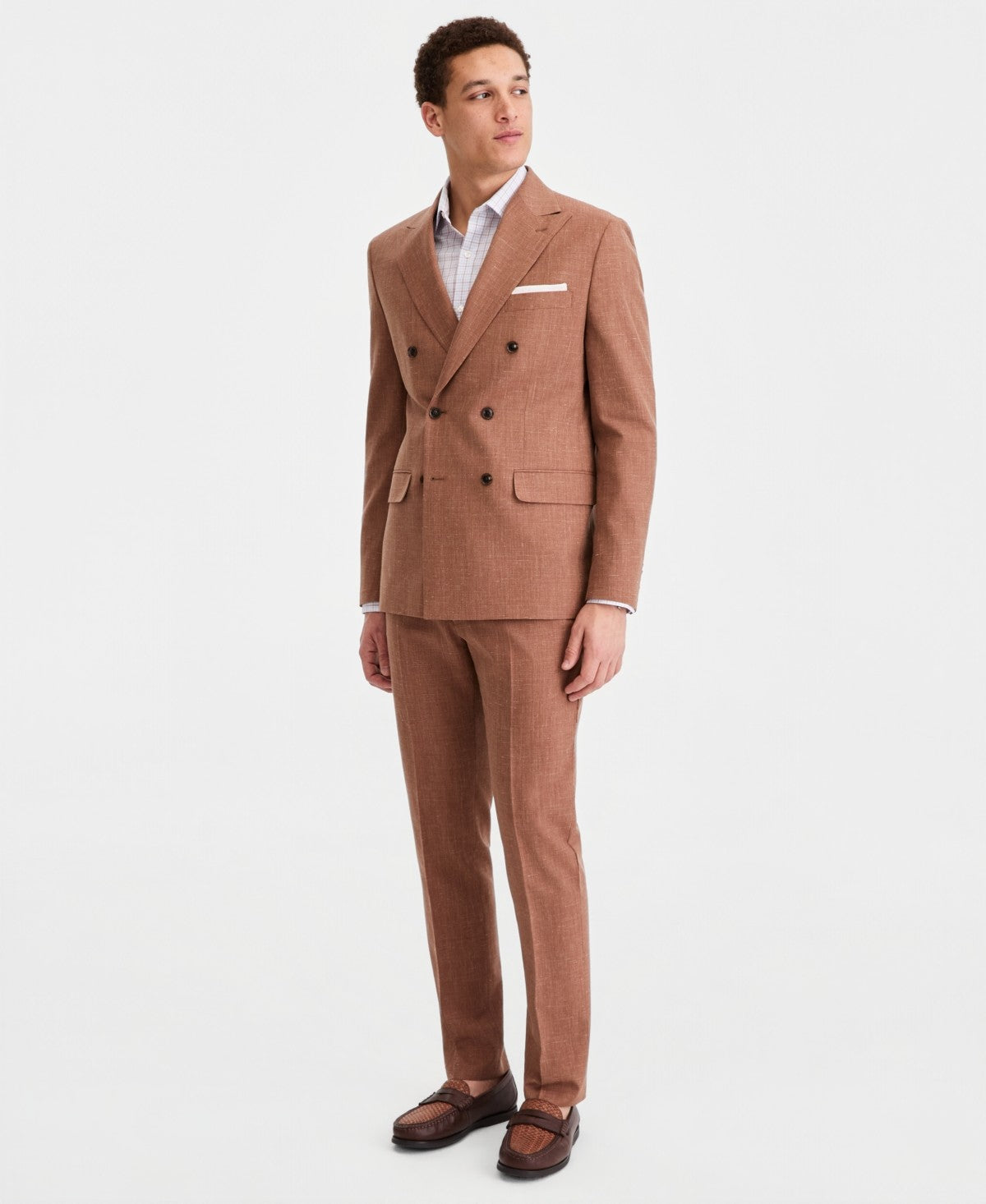Tommy Hilfiger Mens Modern fit Wool Linen Suit Jacket Blazer 38 S Rust Solid