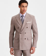 Calvin Klein Mens Slim fit Linen Double Breasted Suit Jacket Blazer 44 R Brown