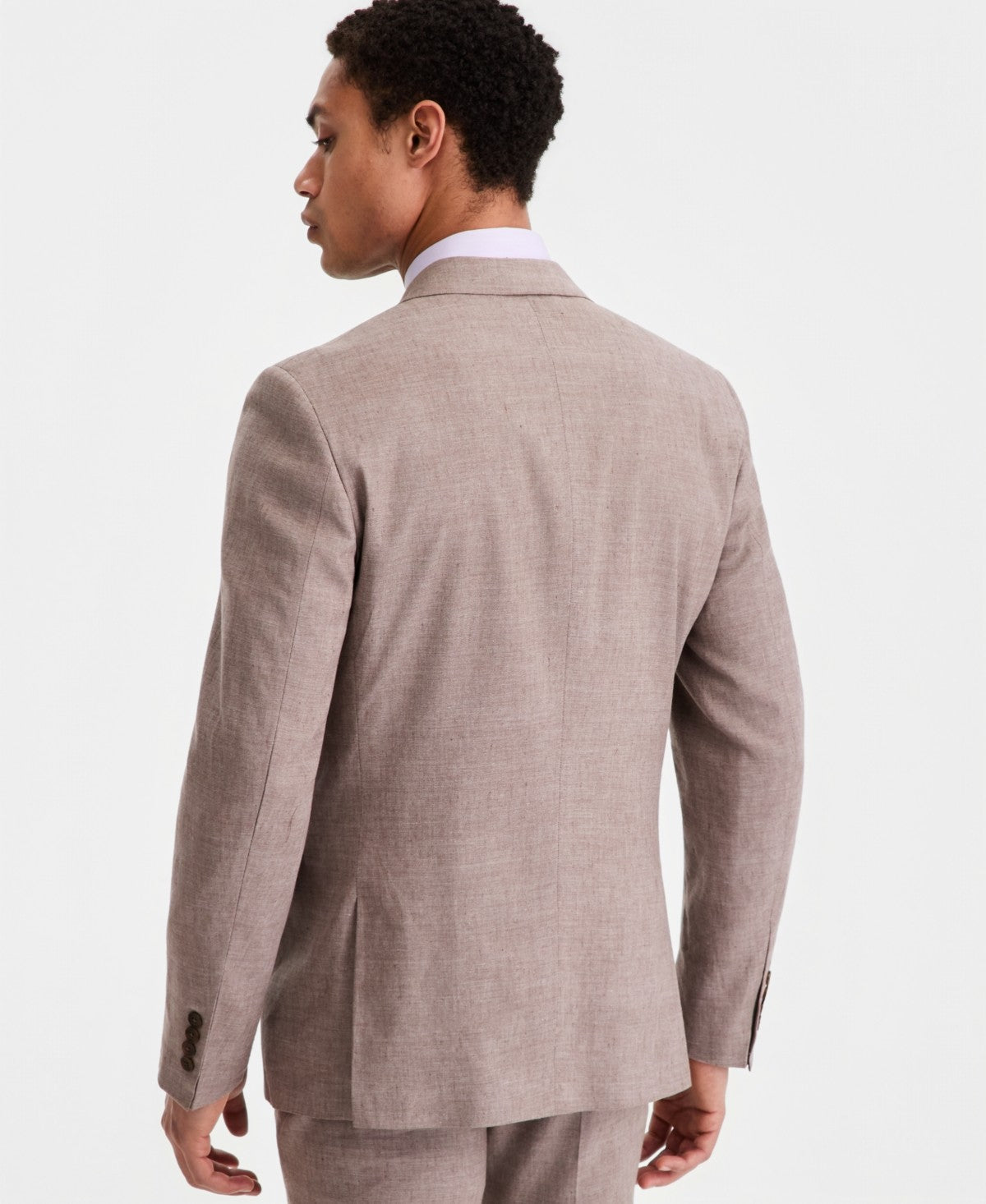 Calvin Klein Mens Slim fit Linen Double Breasted Suit Jacket Blazer 44 L Brown