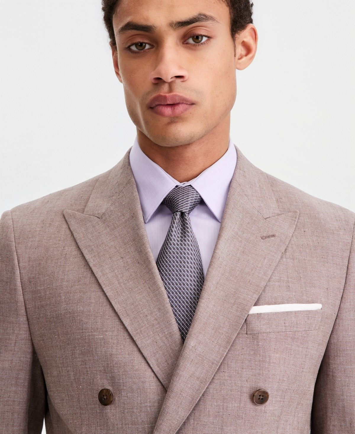 Calvin Klein Mens Slim fit Linen Double Breasted Suit Jacket Blazer 44 L Brown