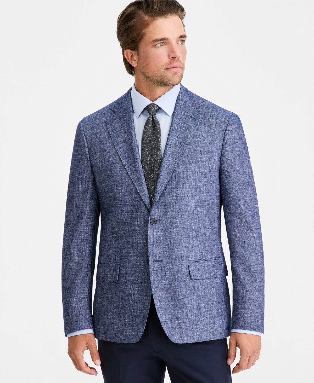 Calvin Klein Mens Slim fit Sport Coat Blazer 48 L Blue Solid