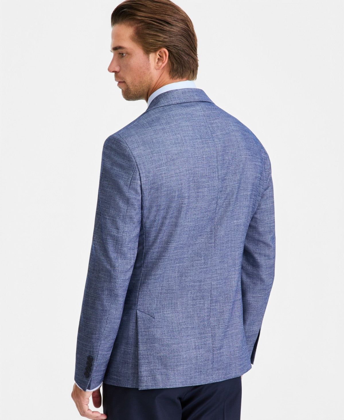 Calvin Klein Mens Slim fit Sport Coat Blazer 48 L Blue Solid