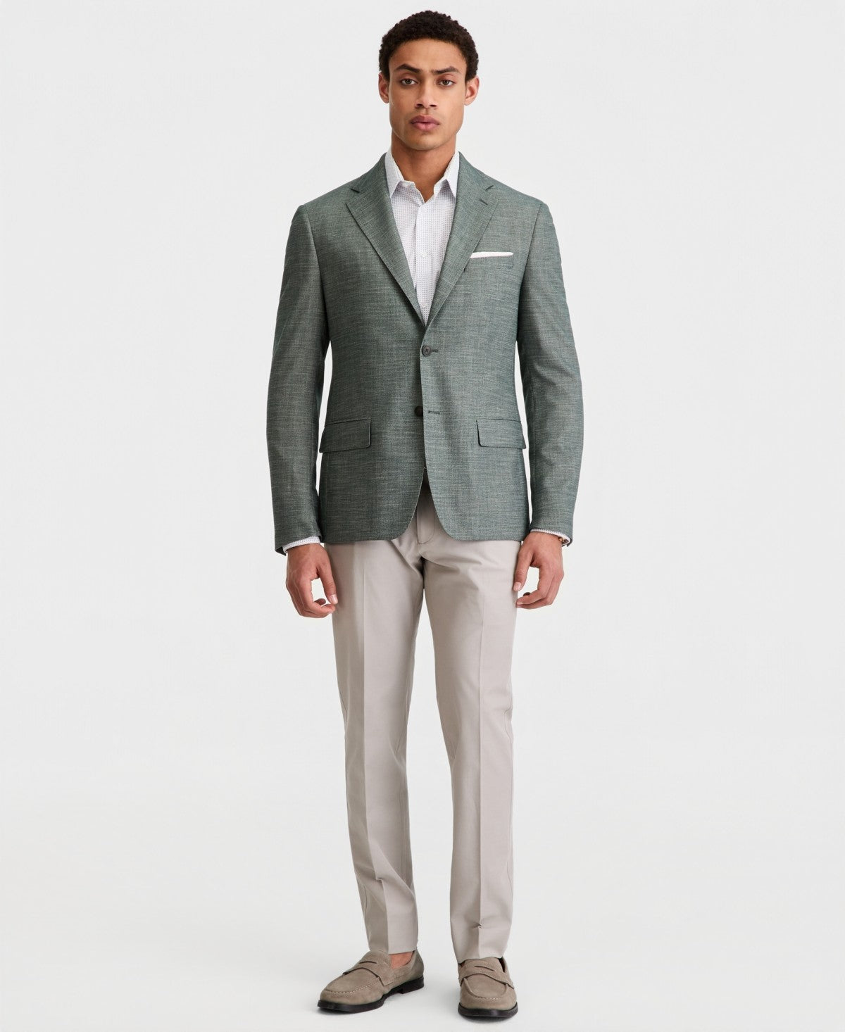 Calvin Klein Mens Slim fit Sport Coat Blazer 48 R Forest Green Solid