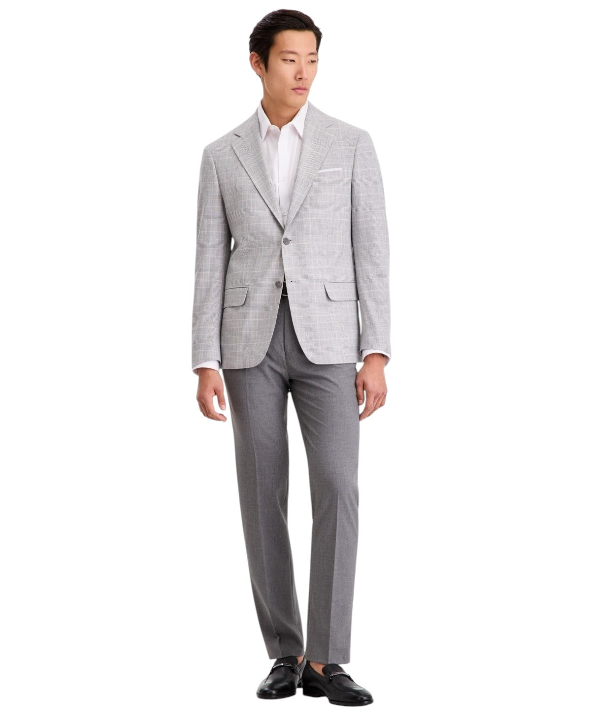 Calvin Klein Mens Slim fit Sport Coat Blazer 36 S Light Grey Plaid