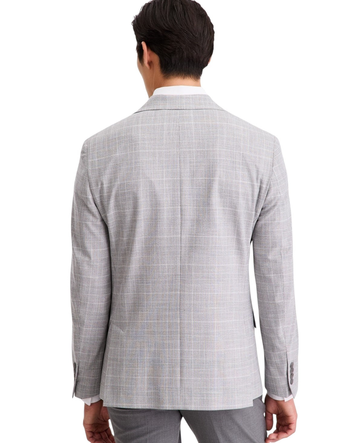 Calvin Klein Mens Slim fit Sport Coat Blazer 36 S Light Grey Plaid