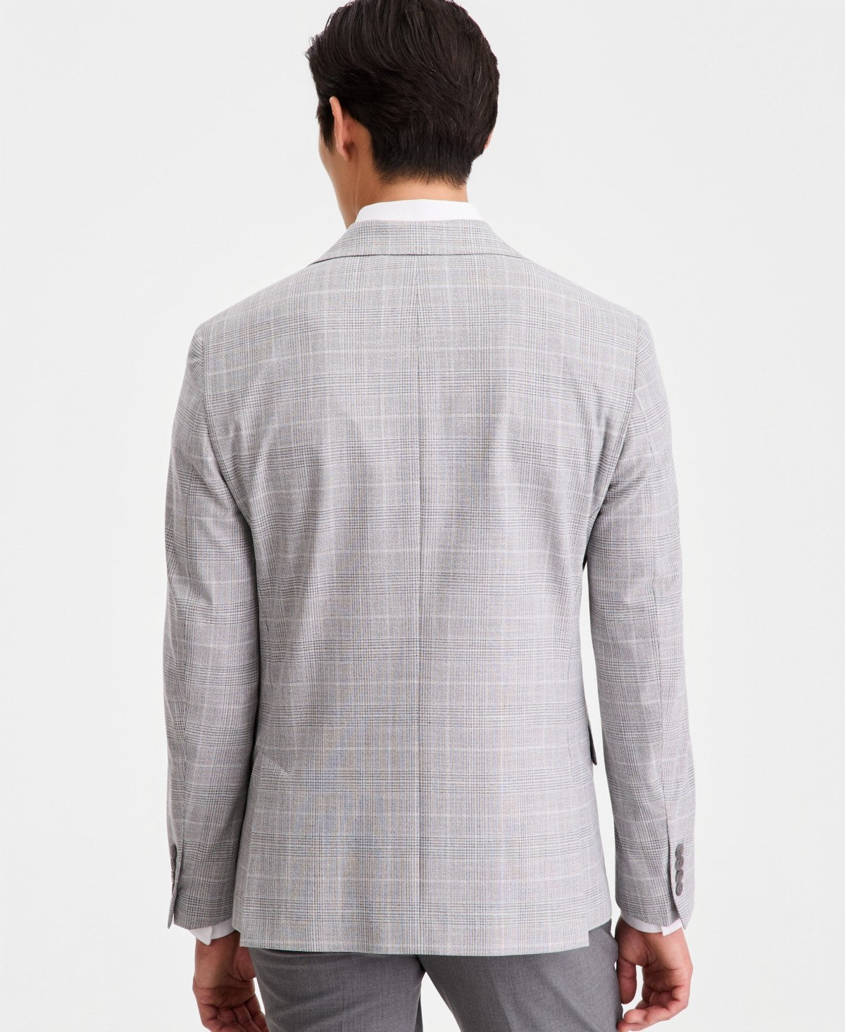 Calvin Klein Mens Slim fit Sport Coat Blazer 38 S Light Gray Plaid