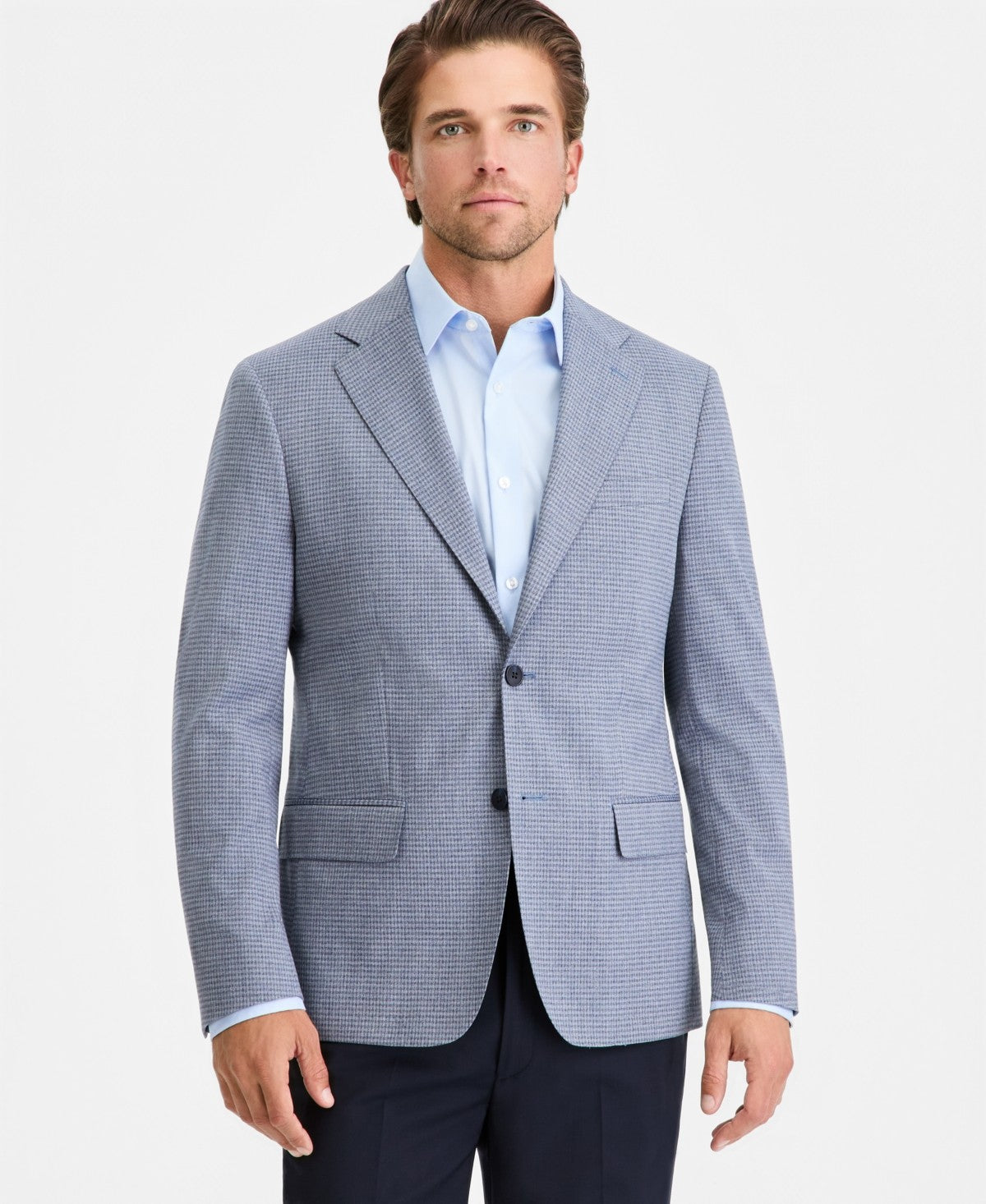 Calvin Klein Mens Slim fit Sport Coat Blazer 40 S Light Blue Plaid