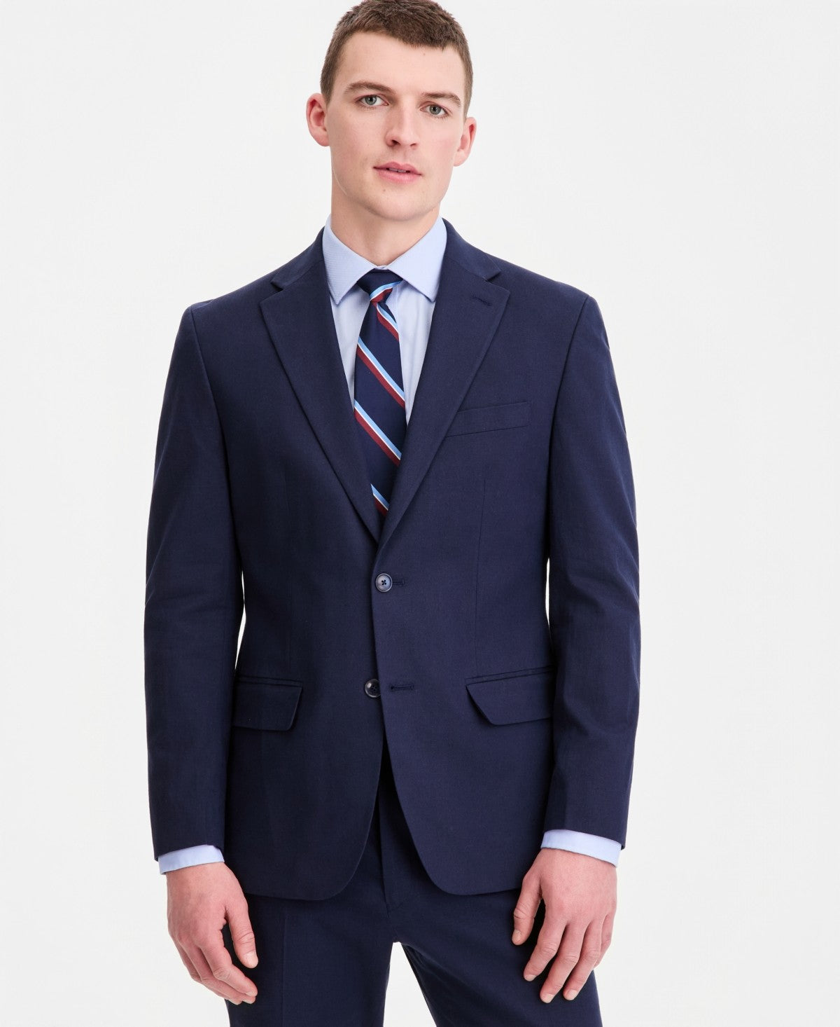 Tommy Hilfiger Mens Modern fit Linen Sport Coat Blazer 38 S Navy Blue Solid